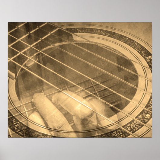 Poster Joueur de guitare chanteur collage (Devant)