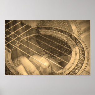 Poster Joueur de guitare chanteur interprète collage