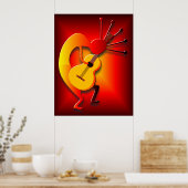 Poster Joueur de guitare en rouge (Cuisine)