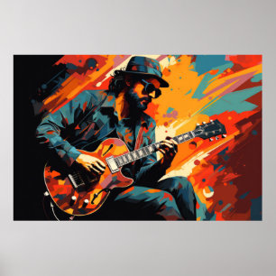 Poster Joueur de guitare Musique Peinture Art Décor Abstr