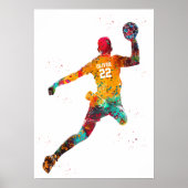 Poster Joueur de Handball Coloré (Devant)