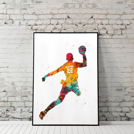 Poster Joueur de Handball Coloré