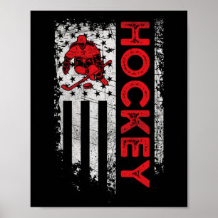 Poster Joueur de hockey américain Drapeau américain Patri