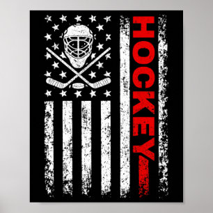 Poster Joueur de hockey américain Drapeau Cool de glace H