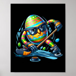 Poster Joueur de Hockey de Pâques Oeufs Lapin Oeufs Lapin