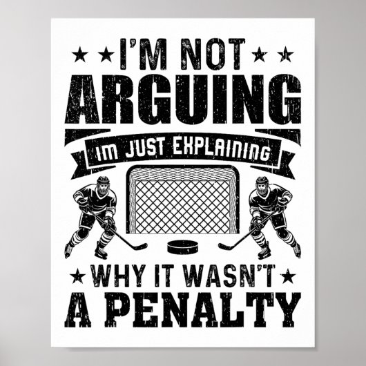 Poster Joueur de hockey drôle je ne discute pas, j'expliq (Devant)