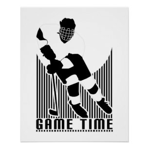 Poster Joueur de hockey en temps de jeu Noir Blanc Sports