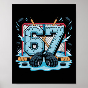 Poster Joueur de hockey Mème de hockey Drip Numéro 67