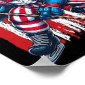 Poster Joueur de hockey Oncle Sam 4 juillet Drapeau améri (Coin)