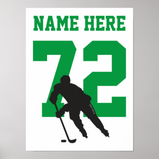 Poster Joueur de hockey personnalisé Numéro vert