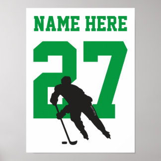 Poster Joueur de hockey personnalisé Numéro vert