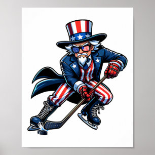 Poster Joueur de hockey Sam de l'oncle patriotique 4 juil
