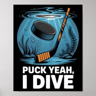 Poster Joueur de hockey subaquatique Puck ouais plongée s