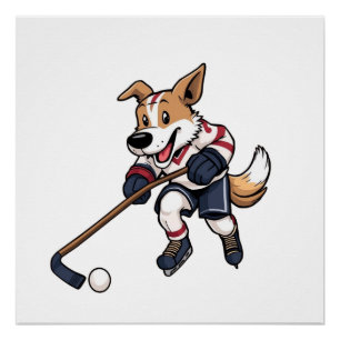 Poster Joueur de hockey sur chien