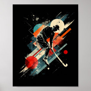 Poster Joueur de hockey sur gazon Artsy sur terrain d'art