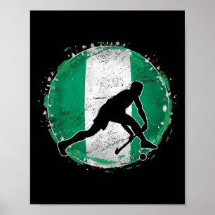 Poster Joueur de hockey sur gazon Nigeria Drapeau nigéria