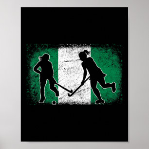 Poster Joueur de hockey sur gazon Nigeria Drapeau nigéria