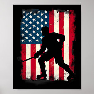 Poster Joueur de hockey sur glace avec un drapeau américa