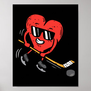 Poster Joueur de hockey sur glace Coeur Valentines Jour M