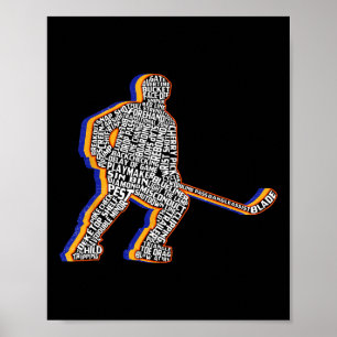 Poster Joueur de hockey sur glace rétro pour hommes enfan