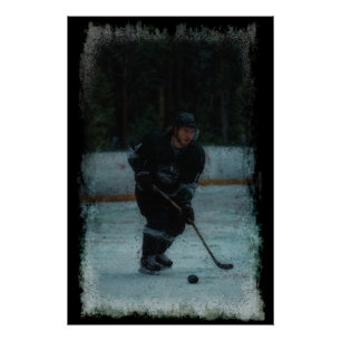 Poster Joueur de hockey sur glace s'échauffant