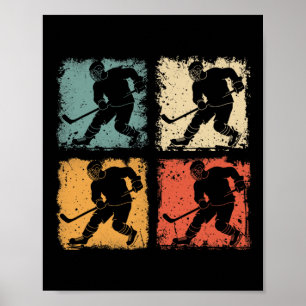 Poster Joueur de hockey sur glace vintage clic graphique