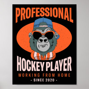Poster Joueur de hockey travaillant à domicile Hockey sur