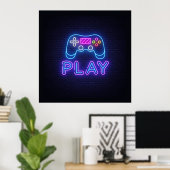 Poster Joueur de jeu néon (Bureau à domicile)