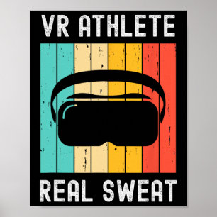 Poster Joueur de jeu vidéo geek athlète de réalité virtue