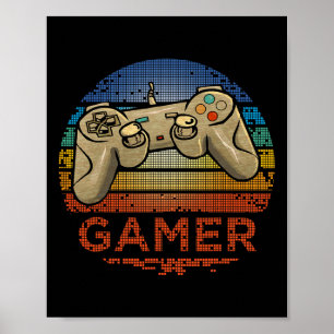 Poster Joueur de jeu vidéo rétro pour garçons filles adol