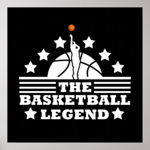 Poster Joueur de légende de basket-ball blanc orangé