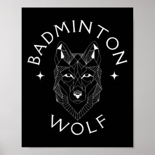 Poster Joueur de loup de badminton Raquette de sport de v