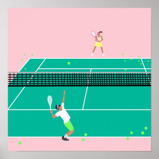 Poster Joueur de Match Art Moderne Pink Green (Devant)