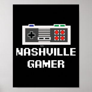 Poster Joueur de Nashville Ville 8 bits