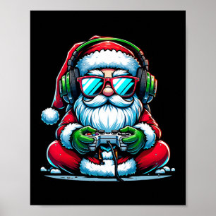 Poster Joueur de Noël Jeu Vidéo Garçons Père Noël Noël