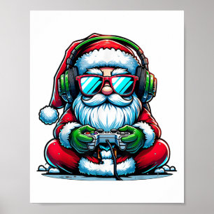 Poster Joueur de Noël Jeu Vidéo Garçons Père Noël Xmas _1