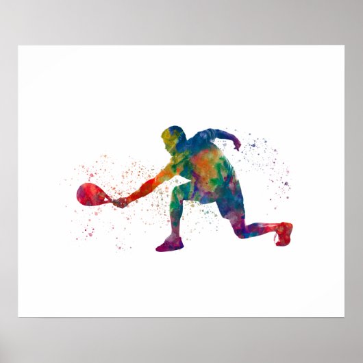 Poster Joueur de padel à l'aquarelle (Devant)