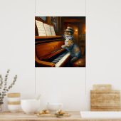 Poster Joueur de piano de chat (Cuisine)