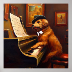 Poster Joueur de piano de chien