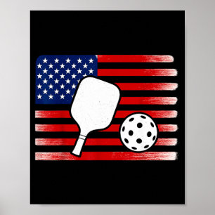 Poster Joueur de pickleball avec drapeau américain amateu