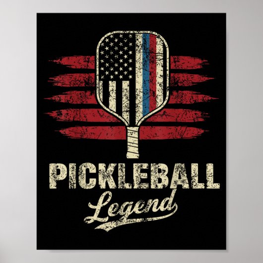 Poster Joueur de pickleball de drapeau américain légende (Devant)
