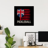 Poster Joueur de Pickleball Paddle Drapeau Uk (Bureau à domicile)
