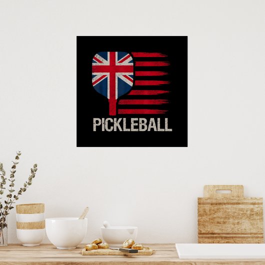 Poster Joueur de Pickleball Paddle Drapeau Uk (Cuisine)