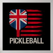 Poster Joueur de Pickleball Paddle Drapeau Uk (Devant)