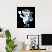 Poster Joueur de requin - Dons de requin amusants (Bureau à domicile)