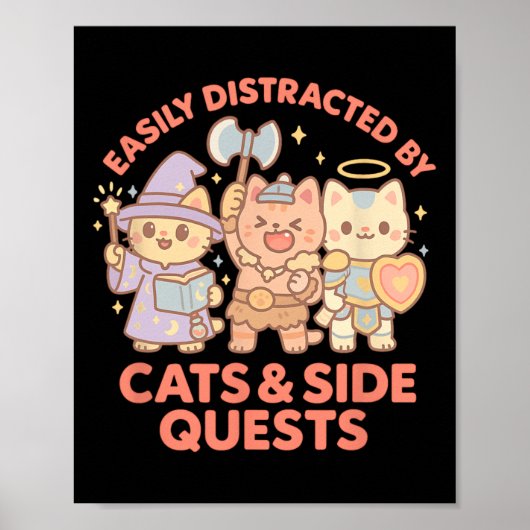 Poster Joueur de Rpg Chats Nerds Quête Secondaire Tablett (Devant)