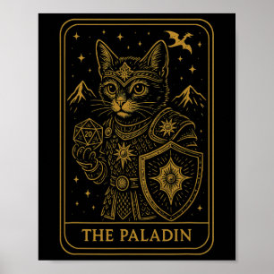 Poster Joueur de Rpg Paladin D20 Dés Nerdy Geek Chat Homm