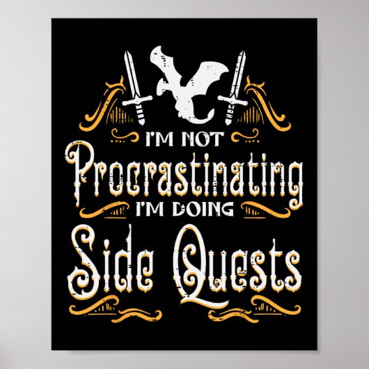 Poster Joueur de Rpg Pas de Quête Secondaire de Procrasti (Devant)