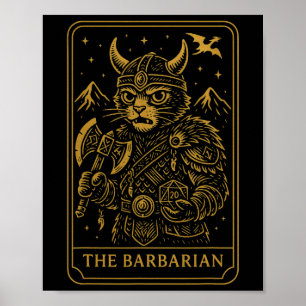 Poster Joueur de Rpg Rrian D20 Dés Drôle Geek Chat Hommes