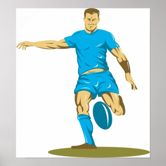 Poster Joueur de rugby Kicking Ball Sports sportifs (Devant)